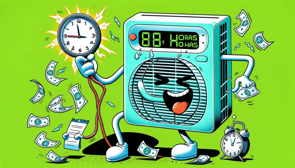 O consumo do ar-condicionado por hora